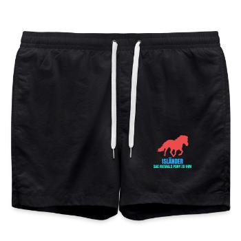 Pferdeliebe Islandpferde Statement Galopp Pony - Badeshorts - Schwarz - Vorne - AI Model Male 185 light (185cm)