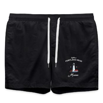 Portland, Lighthouse Head, Maine - Badeshorts - Schwarz - Vorne - AI Model Male 185 light (185cm)