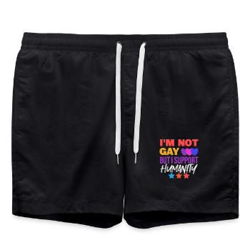 Cool Lgbt Statement Rechte Homosexueller Herz - Badeshorts - Schwarz - Vorne - AI Model Male 185 light (185cm)