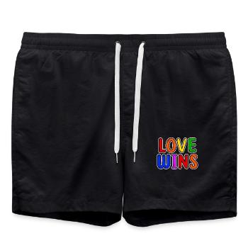 Déclaration d’amour Droits Gay Pride Fierté - Short de bain - noir - Devant - AI Model Male 185 light (185cm)