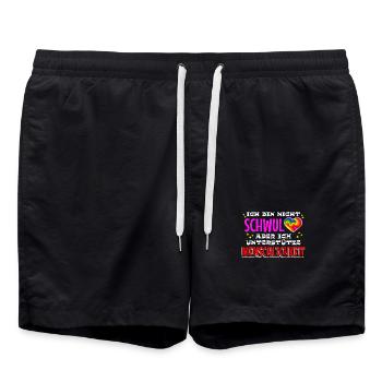 Herz Statement Menschenrechte Beziehung Regenbogen - Badeshorts - Schwarz - Vorne - AI Model Male 185 light (185cm)