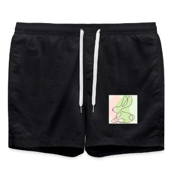 DESSIN AU TRAIT DU LAPIN DE PÂQUES - Short de bain - noir - Devant - AI Model Male 185 light (185cm)