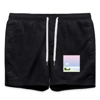 Contexte hivernal - Ours polaire au bord de la mer - TRAÎNEAUX - Short de bain - noir - Devant - AI Model Male 185 light (185cm)