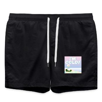 Mir ist kalt - EISBÄR - WINTERTIER - STRAND - Badeshorts - Schwarz - Vorne - AI Model Male 185 light (185cm)