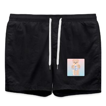 Mignon ours brun d’hiver - ILLUSTRATIONS ANIMALES - Short de bain - noir - Devant - AI Model Male 185 light (185cm)