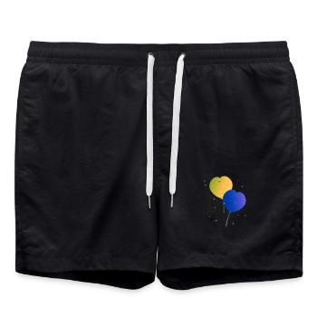 Ballons, Luftballonherzen - Badeshorts - Schwarz - Vorne - AI Model Male 185 light (185cm)