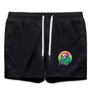 Cyber punk Sloth - style Ukiyo-e. - Short de bain - noir - Devant - AI Model Male 185 light (185cm)