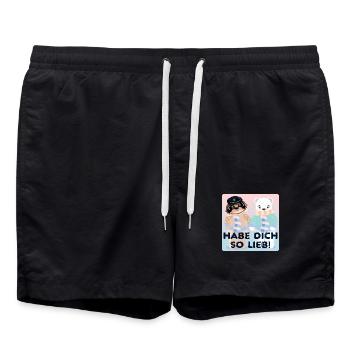 Habe Dich so lieb - Kapitän Bären - Badeshorts - Schwarz - Vorne - AI Model Male 185 light (185cm)