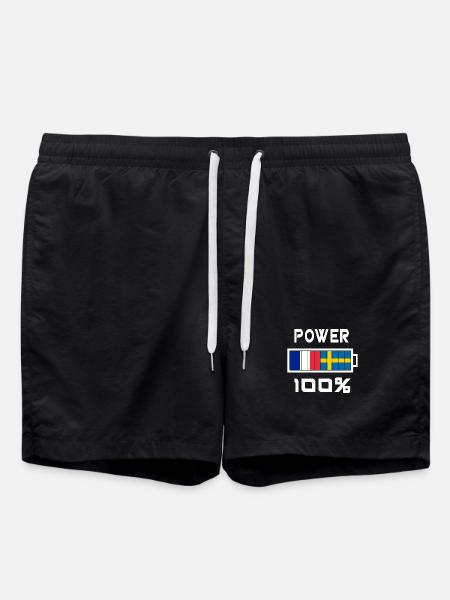 Power 100% Schweden und Frankreich - Badeshorts - Schwarz