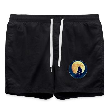 Mondnacht Wald-Silhouette - Badeshorts - Schwarz - Vorne - AI Model Male 185 light (185cm)