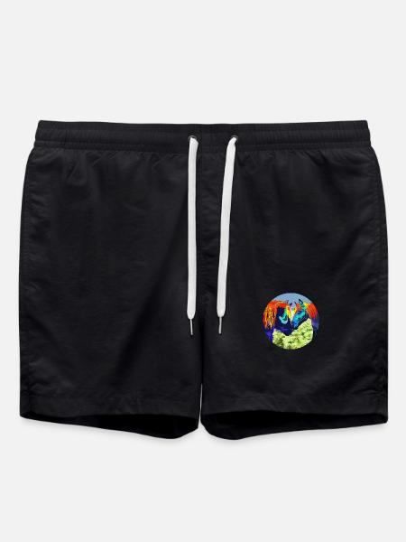 Horse Couple Popart Circle Design - Swim Trunks - black