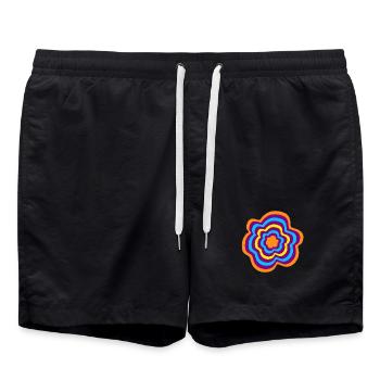 Anneaux Rayures Fleur Yoga Méditation om - Short de bain - noir - Devant - AI Model Male 185 light (185cm)
