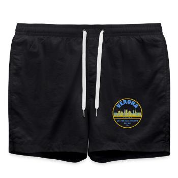 Skyline du logo de la ville de Vérone - Short de bain - noir - Devant - AI Model Male 185 light (185cm)
