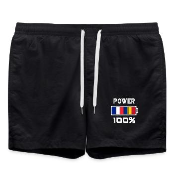 Romania and France Power 100% - Swim Trunks - black - Front - AI Model Male 185 light (185cm)
