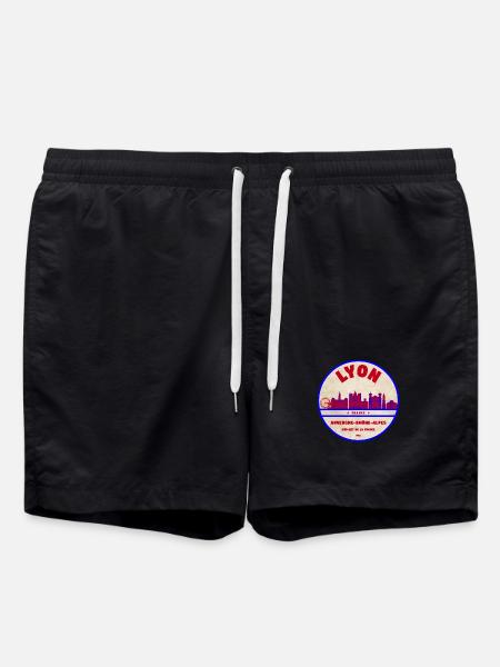 Lyon Vintage Skyline Patch - Swim Trunks - black