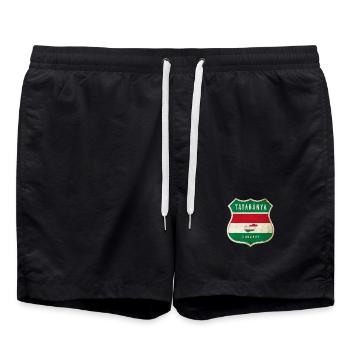 Design du drapeau de Tatabánya (Hongrie) - Short de bain - noir - Devant - AI Model Male 185 light (185cm)