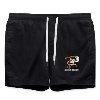 3. Geburtstag Katze auf Monstertruck 3 Jahre alt - Badeshorts - Schwarz - Vorne - AI Model Male 185 light (185cm)