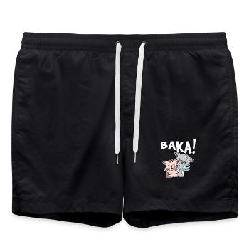 Manga Comic Baka Katze Spruch Cosplay Japan Anime - Badeshorts - Schwarz - Vorne - AI Model Male 185 light (185cm)