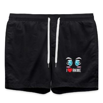 Pop Culture bande dessinée dessin animé Anime Déclaration Coeur - Short de bain - noir - Devant - AI Model Male 185 light (185cm)