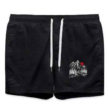 Soleil cramoisi sur les sommets enneigés - Short de bain - noir - Devant - AI Model Male 185 light (185cm)
