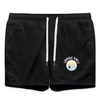 Vagues Été Voile Soleil - Short de bain - noir - Devant - AI Model Male 185 light (185cm)