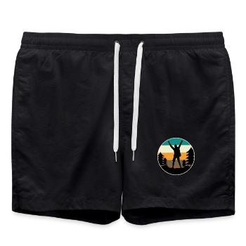 Randonneur au sommet de la montagne Randonnée alpinisme Escalade - Short de bain - noir - Devant - AI Model Male 185 light (185cm)