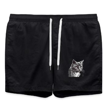 Chat ASCII - Short de bain - noir - Devant - AI Model Male 185 light (185cm)