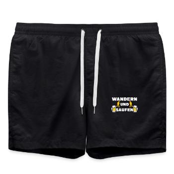 Wanderer Bergwandern Statement Berggipfel Wandern - Badeshorts - Schwarz - Vorne - AI Model Male 185 light (185cm)