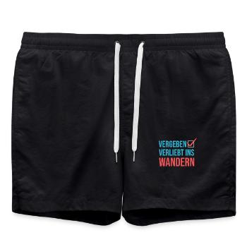 Wandern Klettern Statement Bergwanderung Wanderer - Badeshorts - Schwarz - Vorne - AI Model Male 185 light (185cm)
