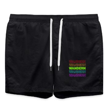 Wandern Natur Spruch Naturliebhaber Bergwanderung - Badeshorts - Schwarz - Vorne - AI Model Male 185 light (185cm)