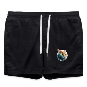 Schöne Katze mit zwei Augenfarben, Heterochromie - Badeshorts - Schwarz - Vorne - AI Model Male 185 light (185cm)