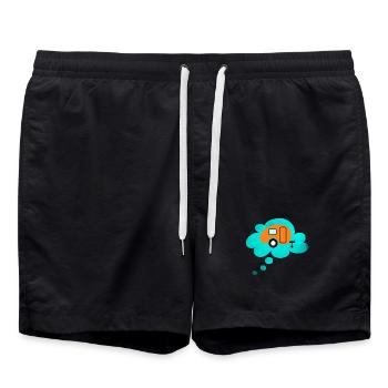 Caravane Nuage de pensée Bubble Camping Caravane rétro - Short de bain - noir - Devant - AI Model Male 185 light (185cm)