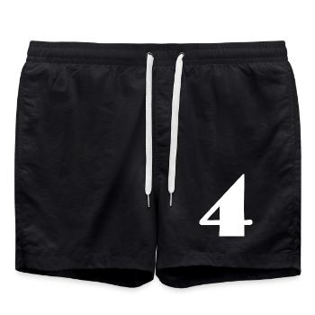 4.4 YEARS,4TH BIRTHDAY,4 YEARS ANNIVERSARY - Swim Trunks - black - Front - AI Model Male 185 light (185cm)
