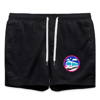 Locomotive, train, railway - Swim Trunks - black - Front - AI Model Male 185 light (185cm)