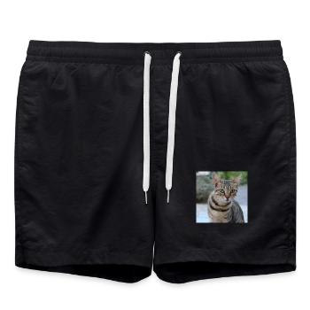Chat chaton affiche chat carré affiche - Short de bain - noir - Devant - AI Model Male 185 light (185cm)