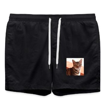 Chat chaton affiche chat carré affiche - Short de bain - noir - Devant - AI Model Male 185 light (185cm)