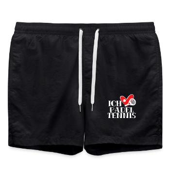 Ich Liebe Padel Statement Herz Sportart Spieler - Badeshorts - Schwarz - Vorne - AI Model Male 185 light (185cm)