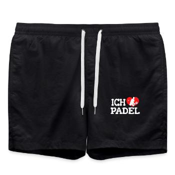 Ich Liebe Padel Herz Statement Schläger Tennis - Badeshorts - Schwarz - Vorne - AI Model Male 185 light (185cm)