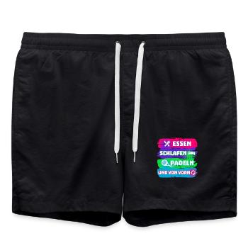 Padel Spieler Freizeit Padelspiel Statement Sport - Badeshorts - Schwarz - Vorne - AI Model Male 185 light (185cm)