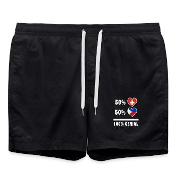 Philippinen und Schweiz 100% Genial Flagge - Badeshorts - Schwarz - Vorne - AI Model Male 185 light (185cm)