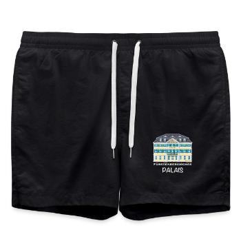 Bonn, Fürstenbergisches Palais,  handgezeichnet - Badeshorts - Schwarz - Vorne - AI Model Male 185 light (185cm)
