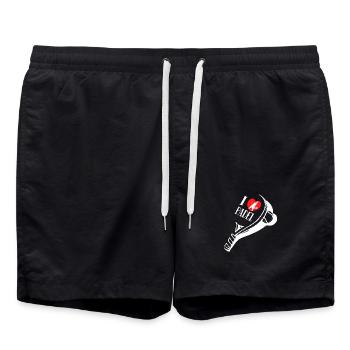 Balls Racket I Love Padel Heart Statement - Swim Trunks - black - Front - AI Model Male 185 light (185cm)