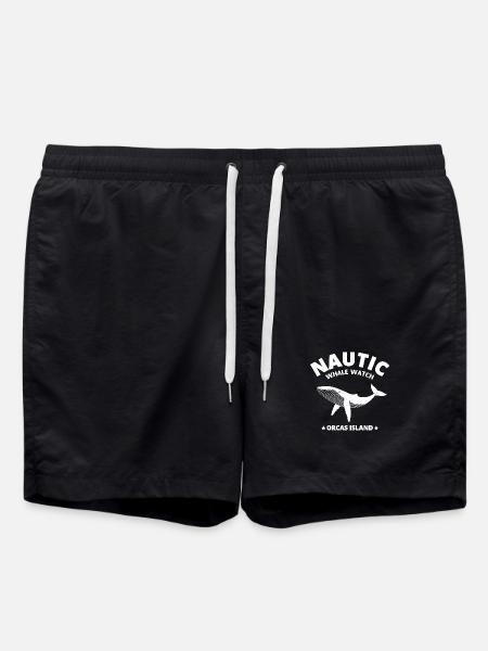 whale, orca, blue whale, whale - Swim Trunks - black