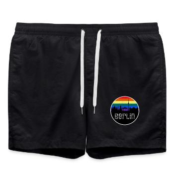 Berlin Skyline Rainbow - Swim Trunks - black - Front - AI Model Male 185 light (185cm)