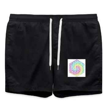 Fleur de Vie - 5ème Dimension - Mandala - amour - Short de bain - noir - Devant - AI Model Male 185 light (185cm)