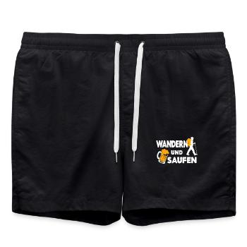 Wanderer Statement Naturerlebnis Wandern Trekking - Badeshorts - Schwarz - Vorne - AI Model Male 185 light (185cm)