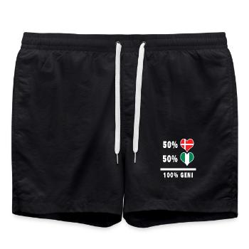 Nigeria und Dänemark 100% geniale Flagge - Badeshorts - Schwarz - Vorne - AI Model Male 185 light (185cm)