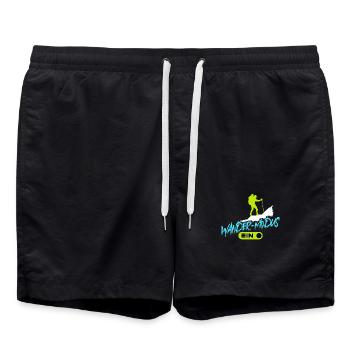 Bergwandern Wandern Wanderer Gletscher Statement - Badeshorts - Schwarz - Vorne - AI Model Male 185 light (185cm)
