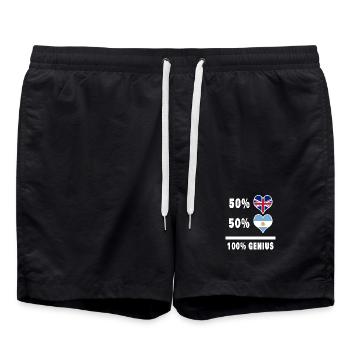 Argentinien und Großbritannien 100% Genius Flagge - Badeshorts - Schwarz - Vorne - AI Model Male 185 light (185cm)