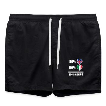 Italien und Großbritannien 100% Gneius Flagge - Badeshorts - Schwarz - Vorne - AI Model Male 185 light (185cm)